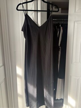 Aritzia Black Slip Dress - Classic V-Neck Satin Slip